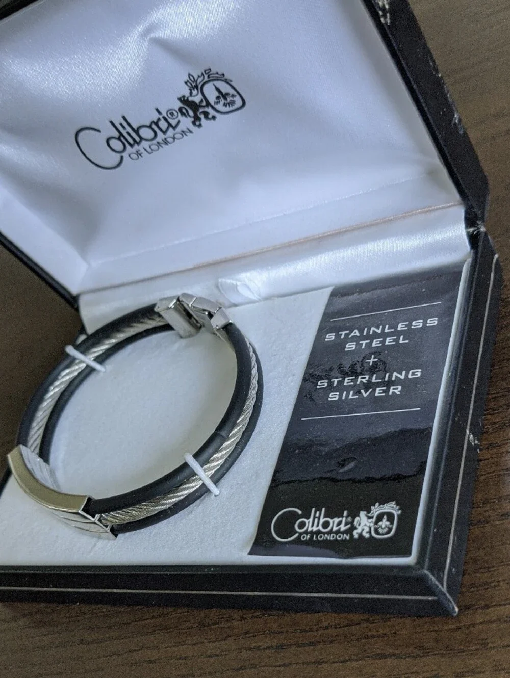Colibri of London Men's Sterling Silver & Stainless Steel Cable Bracelet
